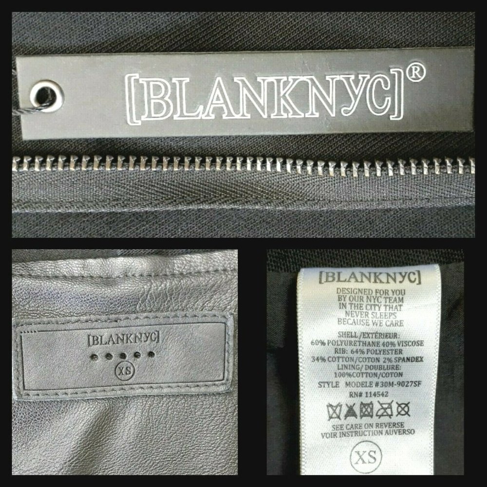 Blank NYC Asymmetrical Zipper Draped Black Moto Jacket Vegan Leather XS - Picture 9 of 9
